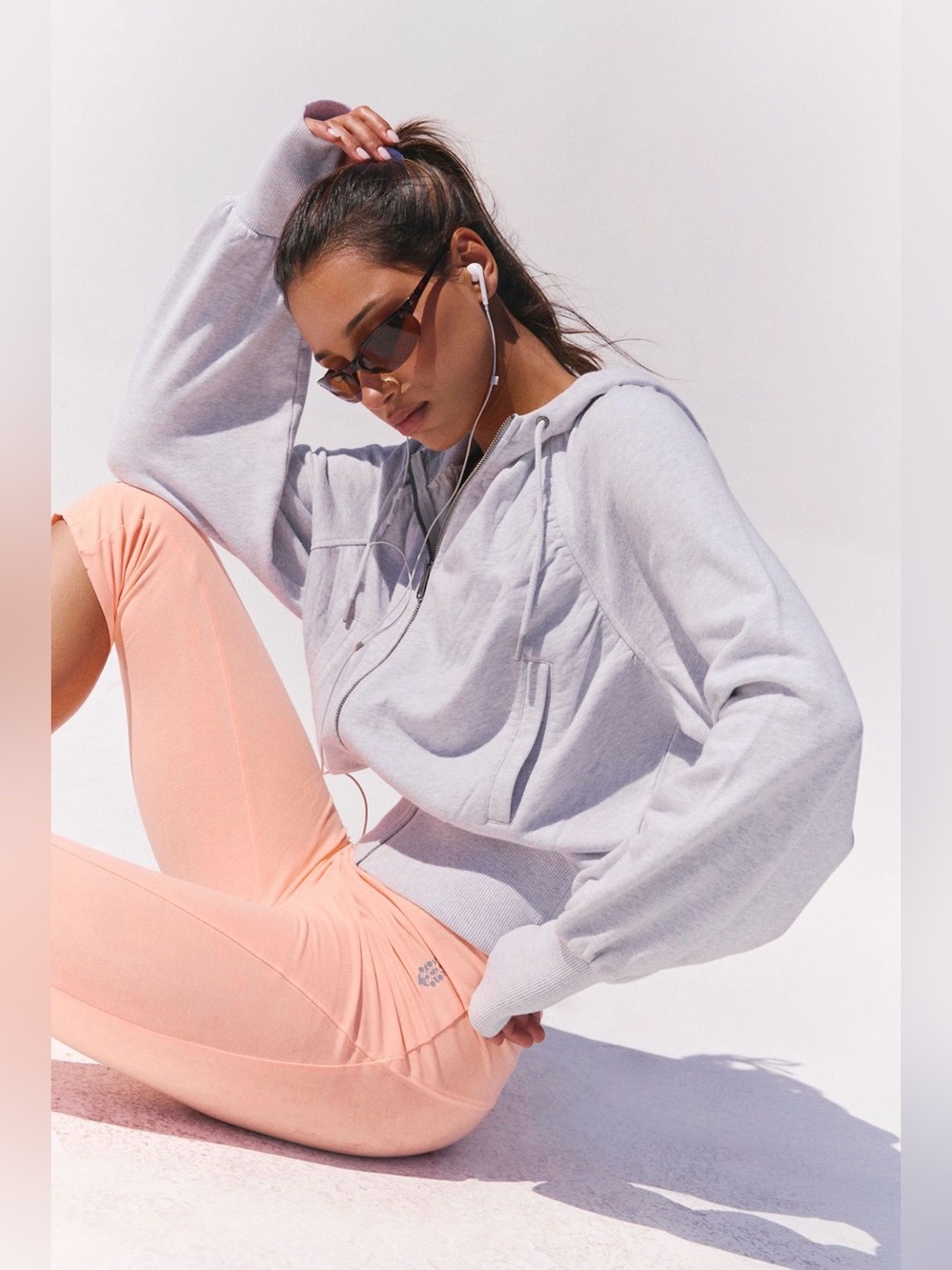 FP Movement Prep Zip Up in White Heather Grey